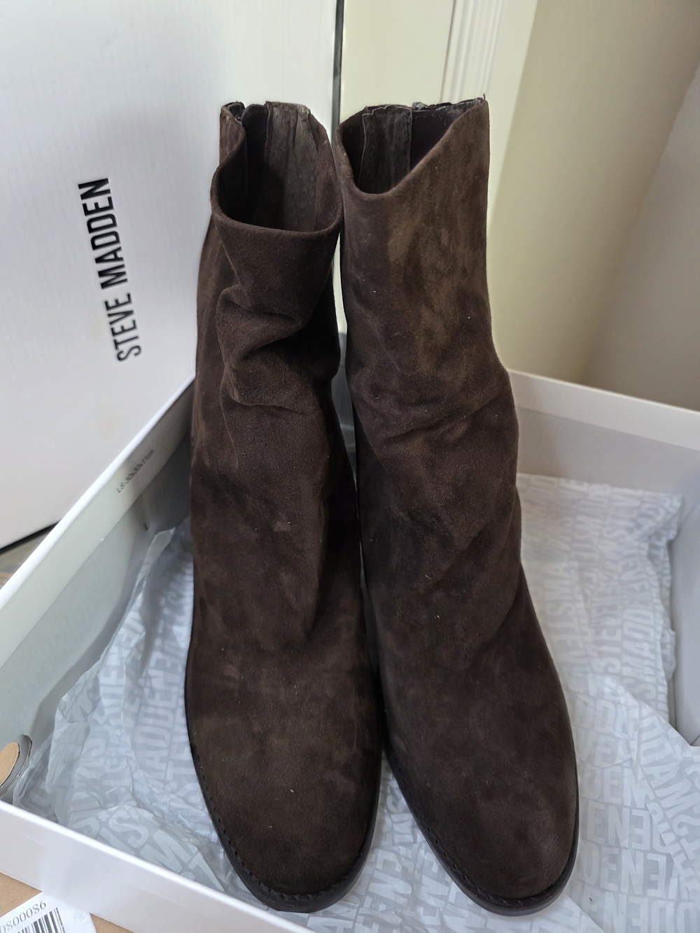 Steve Madden Dark Brown Suede Slouch Ankle Booties 9.5 See The Pic